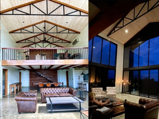 Grandeur Unveiled: Double-Story Vaulted Living Room